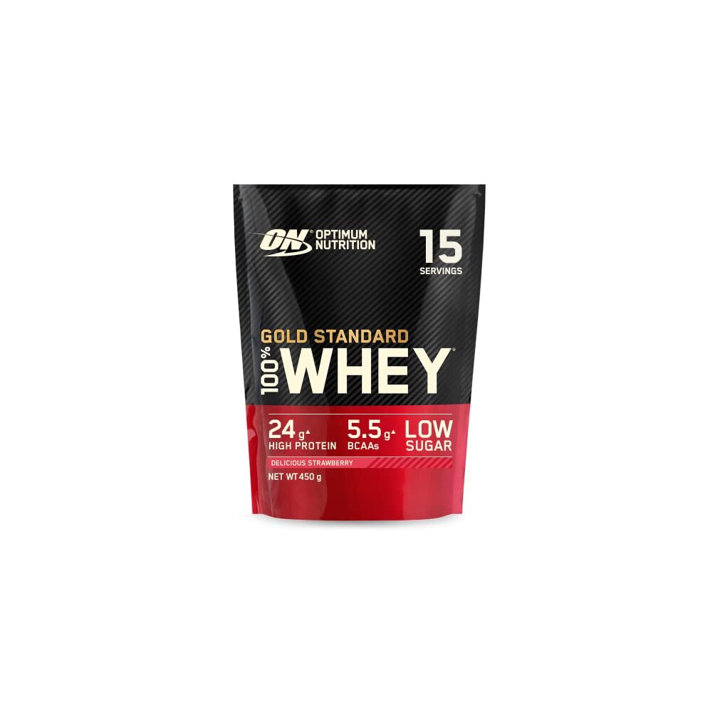 Optimum Nutrition Gold Standard 100% Whey Muscle Building and Recovery Protein Powder With Naturally Occurring Glutamine, 15 Servings, 450 g