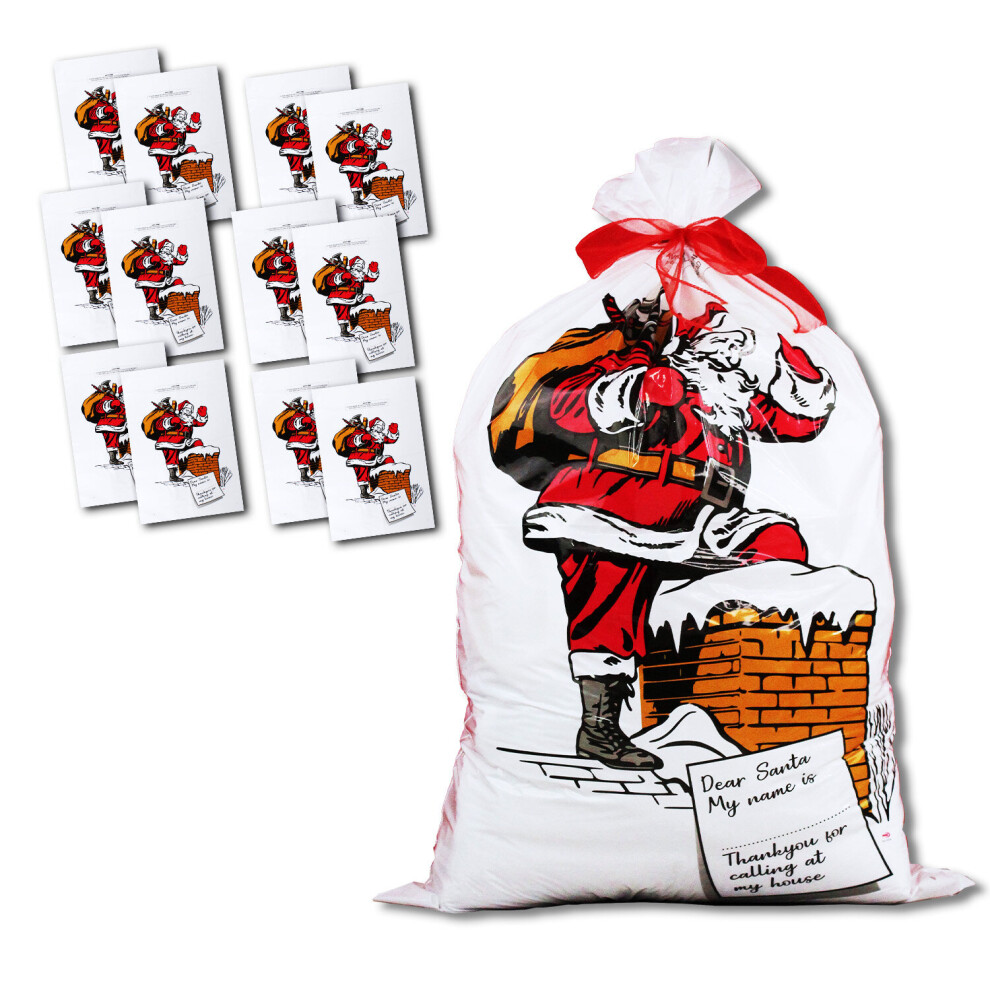 (Pack of 12) Giant Santa Sacks Stocking Jumbo Father Christmas Large Xmas Gift Present Bag