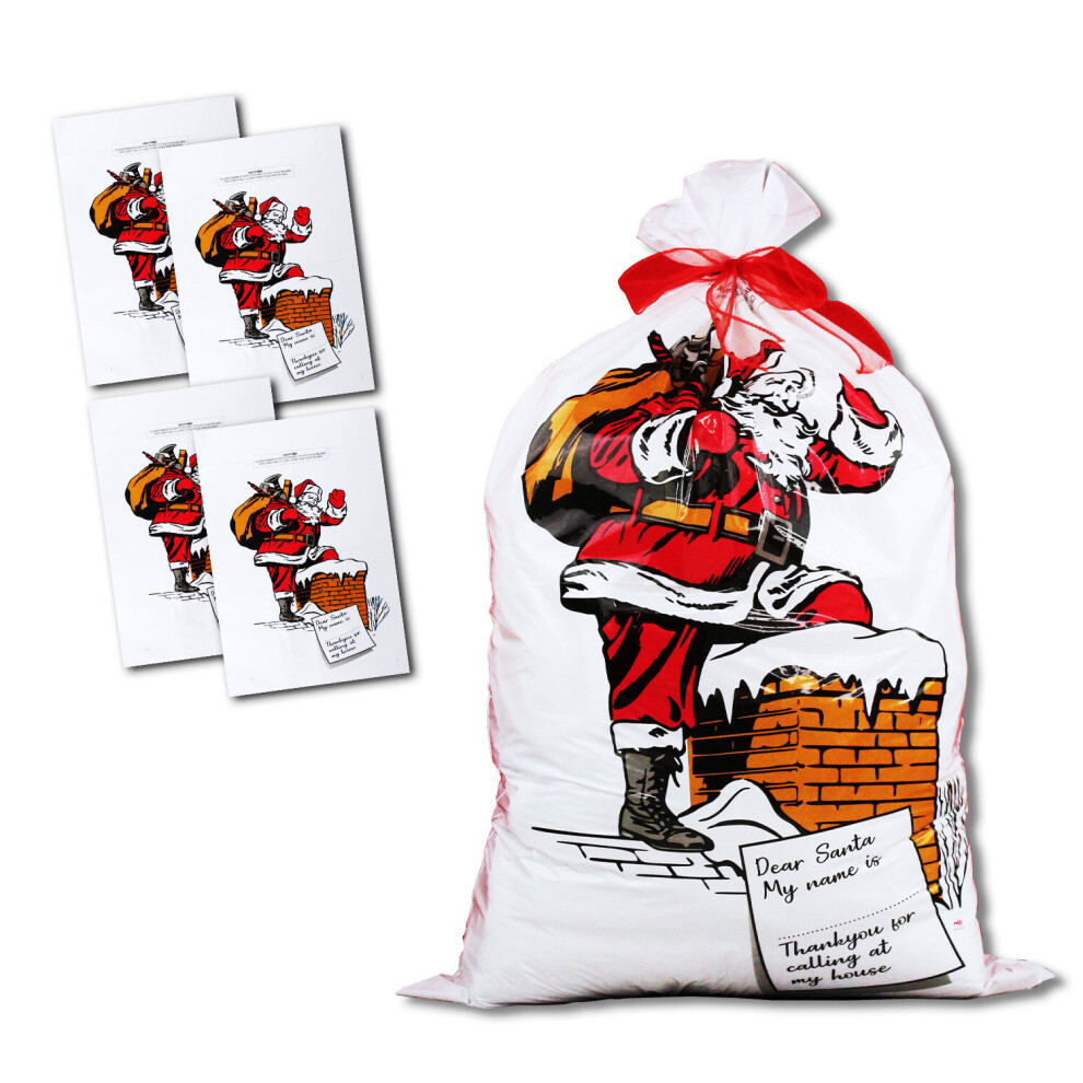 (Pack of 4) Giant Santa Sacks Stocking Jumbo Father Christmas Large Xmas Gift Present Bag