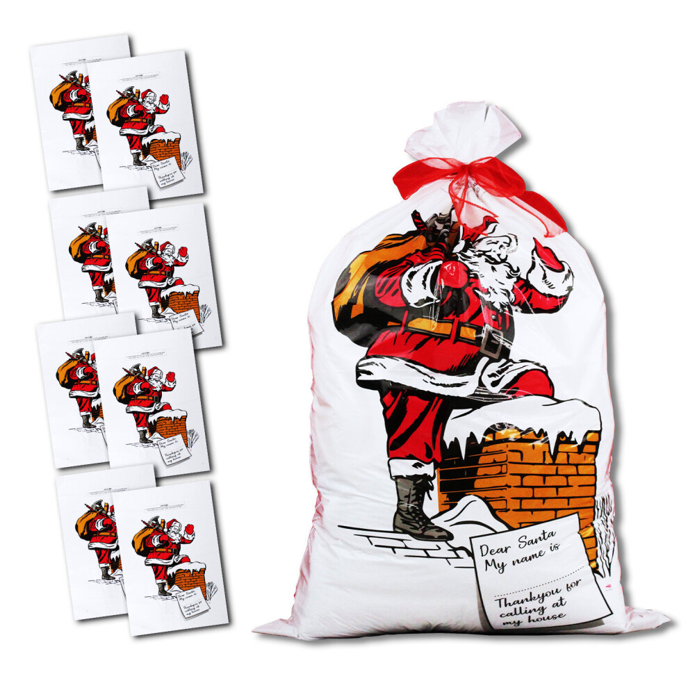 (Pack of 8) Giant Santa Sacks Stocking Jumbo Father Christmas Large Xmas Gift Present Bag