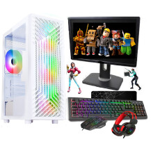 Terra White Gaming PC Bundle with 19-inch Monitor - Intel Core i3, 8GB RAM, 500GB HDD + 128GB SSD, GT 730 2GB, Windows 10