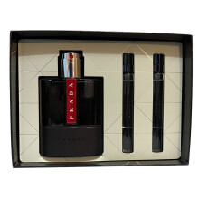 Prada Luna Rossa Carbon 100ml EDT Spray & 2x 10ml EDT Travel Spray Set