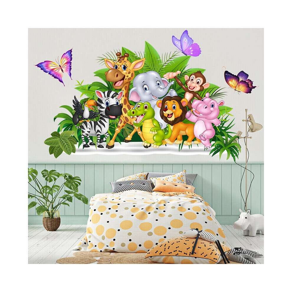 Jungle Animals Wall Stickers Large Forest Animals Wall Decals Kids Nursery Decor Flemye