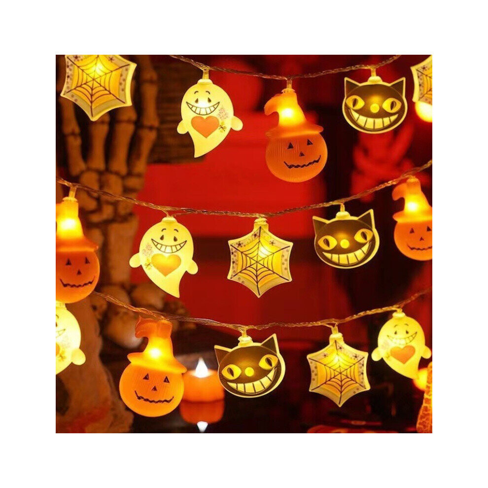 (2M 10LED Color Battery Model, 27. Cat Pumpkin Combination) Halloween Outdoor Garden Led Ghost String Lights-image-OPC-PCHHPSH-NEW