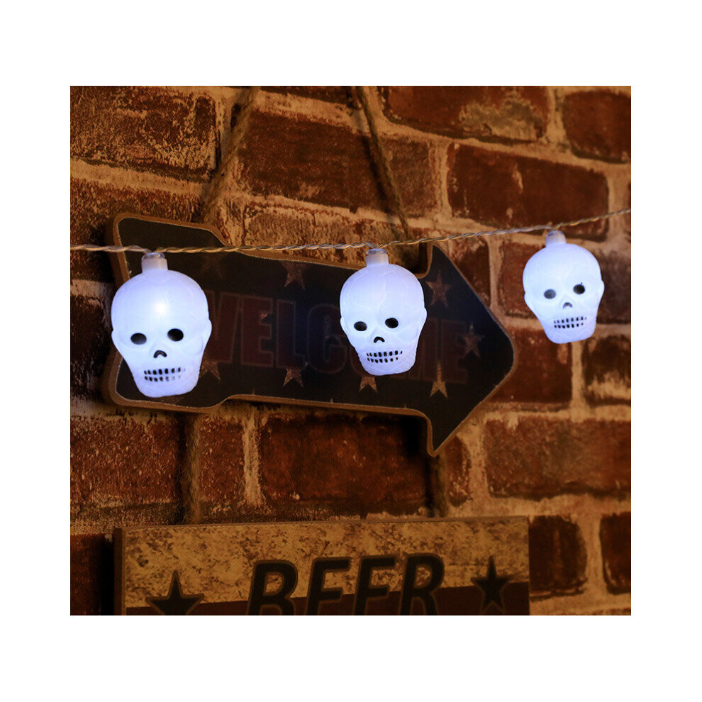 (2M 10LED Warm White Battery Model, 12. Teeth Skeleton) Halloween Outdoor Garden Led Ghost String Lights-image-OPC-PCHHPSX-NEW