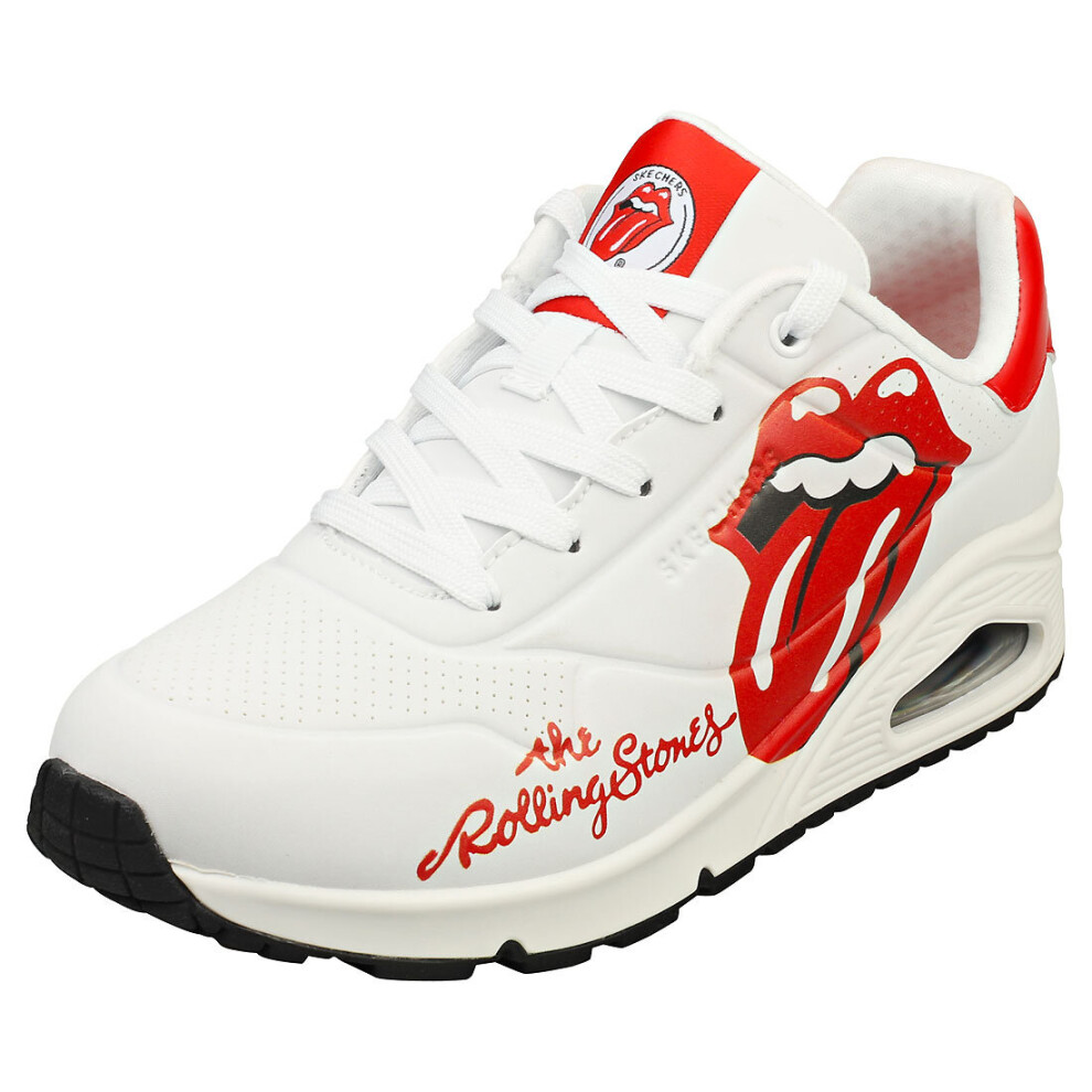 (7) Skechers Uno X The Rolling Stones Womens Fashion Trainers in White Red