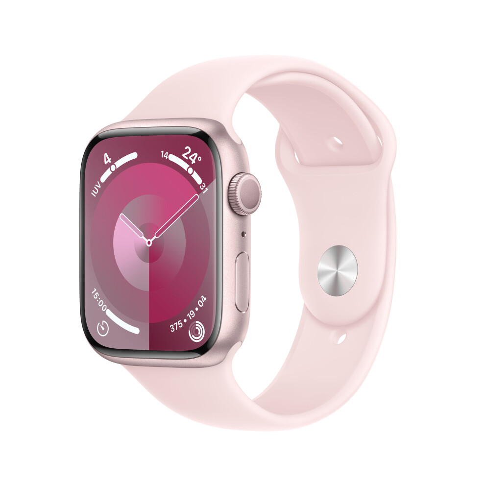 APPLE WATCH SERIES 9 MR9G3QL/A 45MM PINK ALUMINIUM CASE WITH LIGHT PINK SPORT BAND