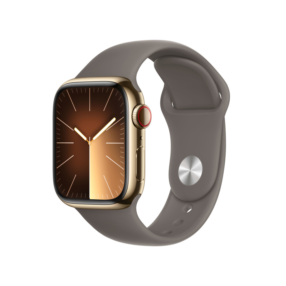 APPLE WATCH SERIES 9 MRJ53QL/A 41MM GOLD STAINLESS STEEL CASE WITH CLAY SOPRT BAND