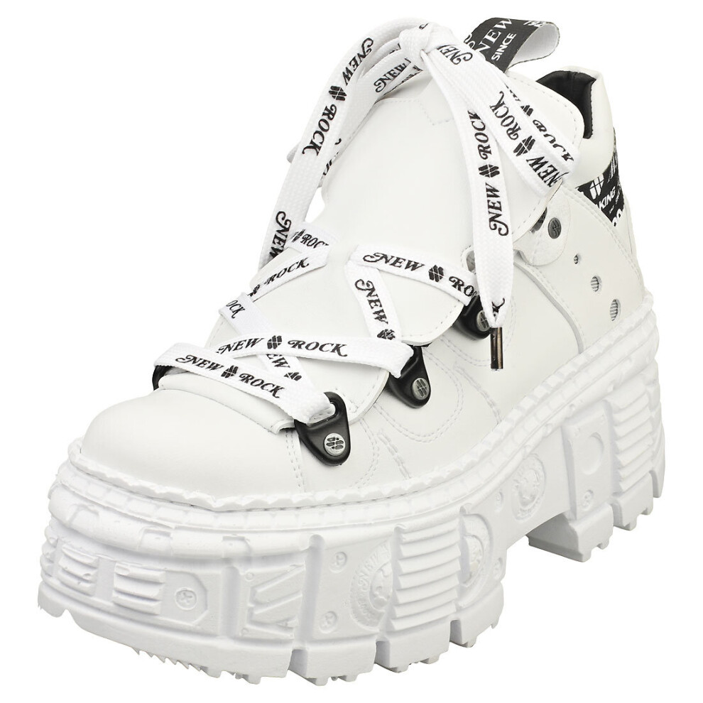 (5) New Rock M-wall106nsport-v4 Vegan Unisex Platform Boots in White