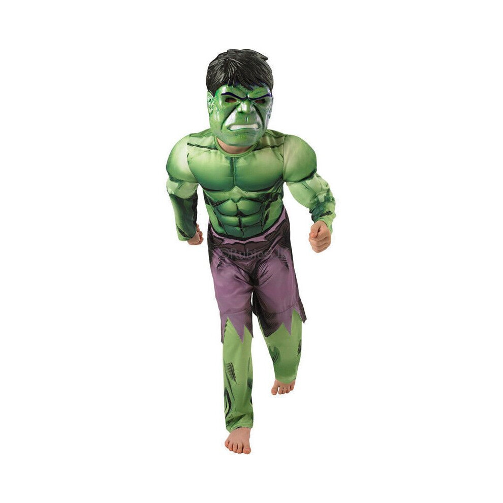 (  Large (Age 7-8 Years)) Deluxe Incredible Hulk Age 3-8 Boys Fancy Dress Kids Marvel Avengers Costume