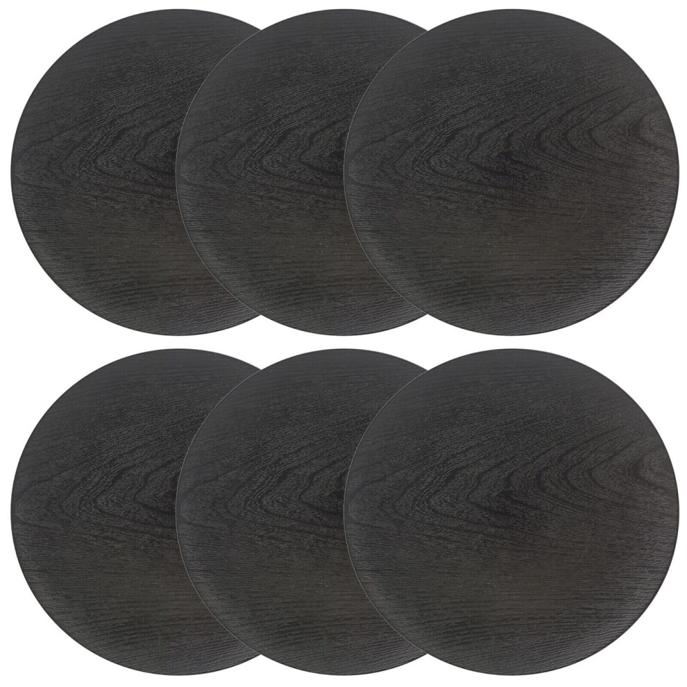 (black ) 13" 33cm Faux Wood Look Charger Dinner Plates Wedding Christmas Service 6 Pack