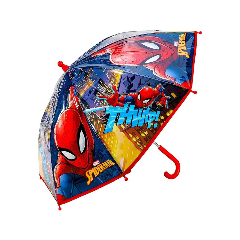 Spiderman Umbrella Kids Childrens Brolly POE Dome Spider-Man Folding Stick Umbrella