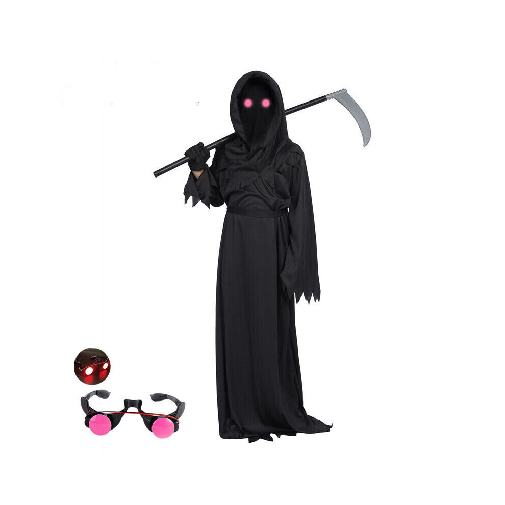 (  L) Grim Reaper Party Dress Up Costume for Kids Halloween Cosplay Outfits Set