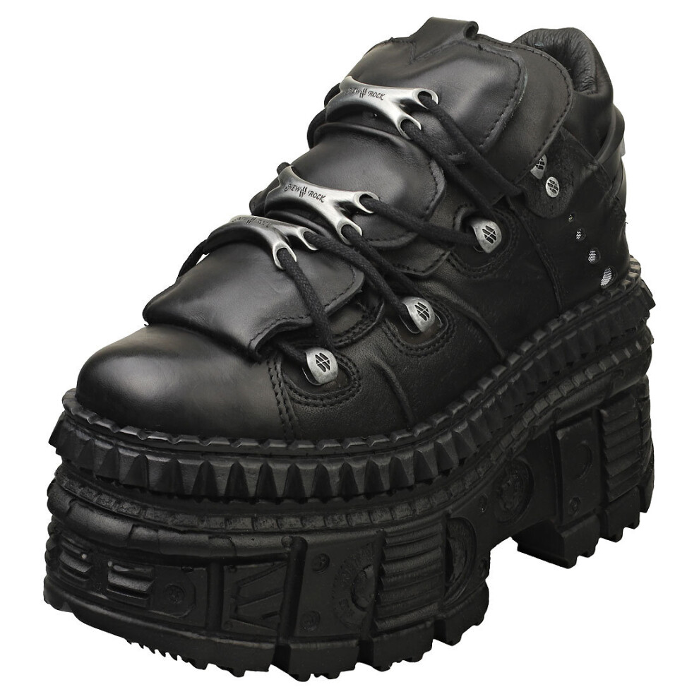 (4) New Rock M-wall106-s9 Unisex Platform Boots in Black