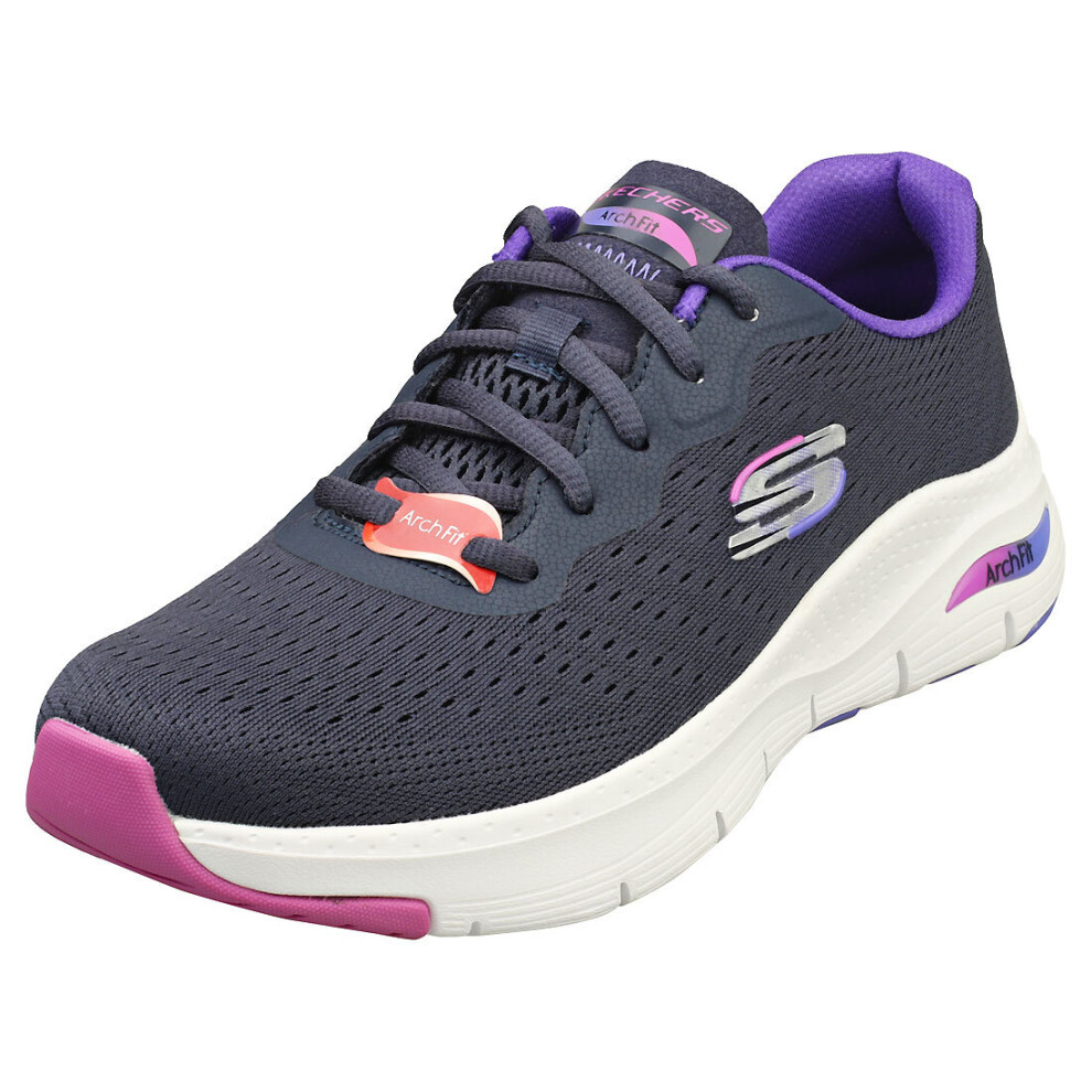 (4) Skechers Arch Fit Vegan Womens Fashion Trainers in Navy Purple