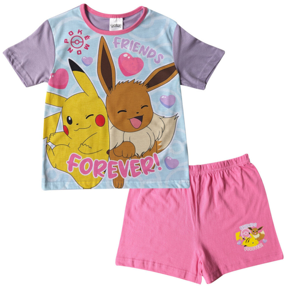 (9-10 Years) Girls Pokemon Short Pyjamas - Sizes 5-12 Years