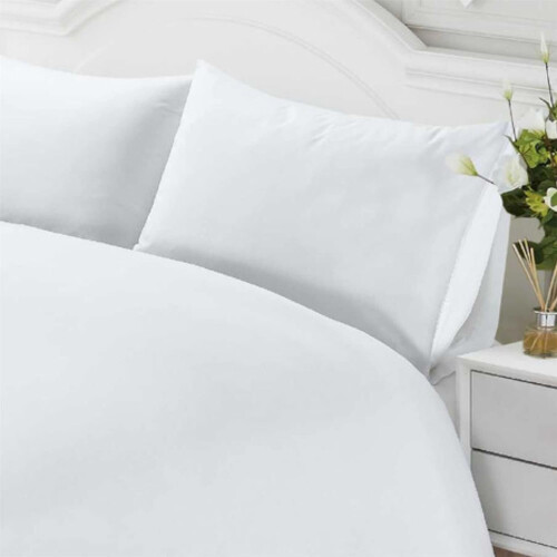(White, Double) 400 Thread Count Duvet Cover Set 100% Cotton Bedding 1