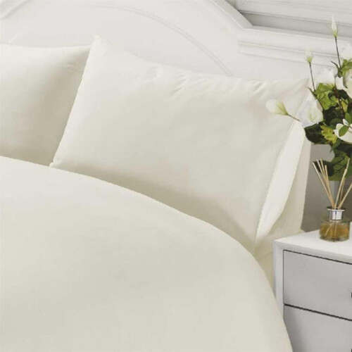 (Cream, Double) 400 Thread Count Duvet Cover Set 100% Cotton Bedding 1