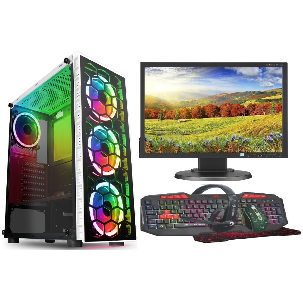 Computek Fast Gaming Pc Bundle:intel Core I3/8Gb Ram/500Gb Hdd + 128Gb Ssd/Gt730 2Gb/Windows 10/ Raider White