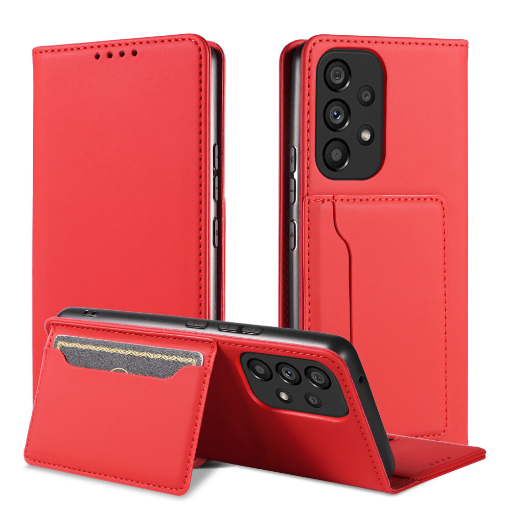 Case for Samsung A14 4G red leather flip cover No304513