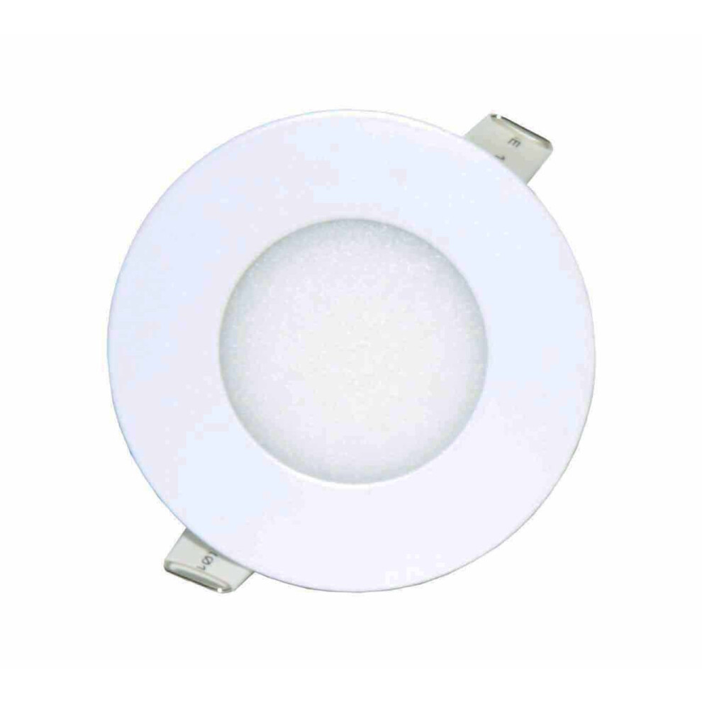 (10 Pack) LOWENERGIE 3w LED Round Ceiling Panel Light White Recessed Down Lighting, 85mm Dia, 25w Halogen Equivalent (4000K Warm White