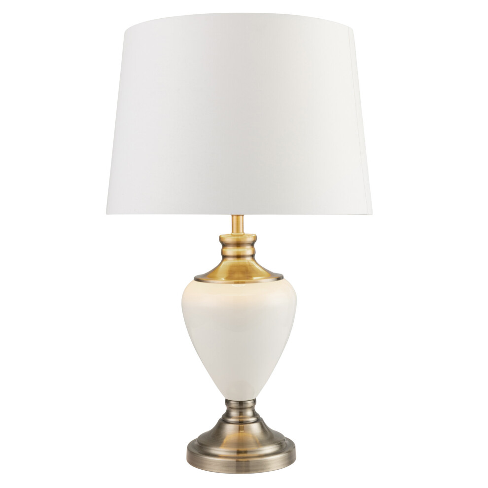 Hepburn Large Ceramic Table Lamp with Matching Shade - Cream & Gold