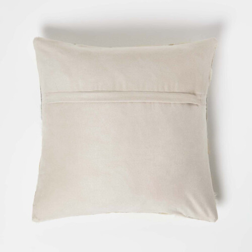 Homescapes Chevron Cream & Grey Leather Cushion 45 x 45 cm 2