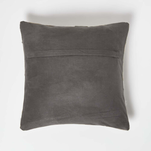 Homescapes Geometric Star Grey Leather Cushion 45 x 45 cm 2