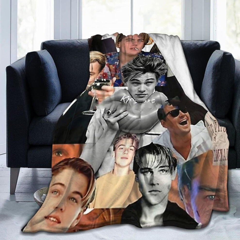 (125CM X 100CM) Leonardo Dicaprio Collage Flannel Blanket Lightweight Cozy Bed Blankets Soft Throw Blanket Fit Couch Sofa Suitable for All Season