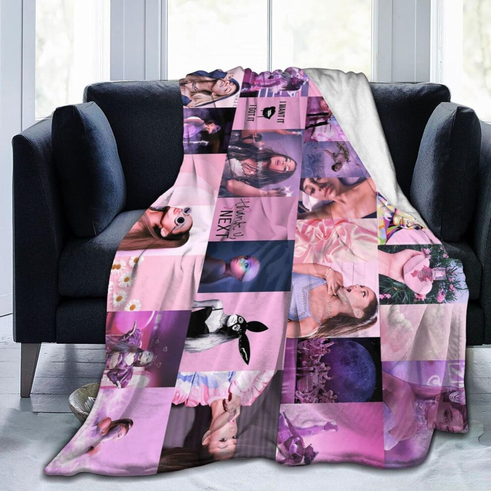 (125CM X 100CM) Ariana Cat Girl Grande Flannel Blanket Bedding Fleece Soft Thow Blankets Air Conditioning For Sofa Couch Living Room Bedroom