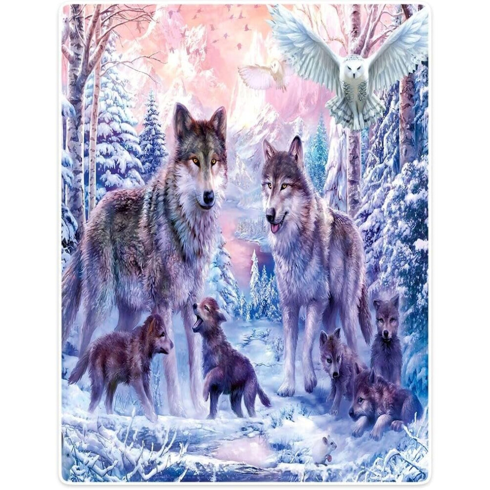 (200CM X 150CM) Blanket   Fantasy Snow Wolf Soft Cuddly Blanket Gift Soft Flannel Fleece Blanket