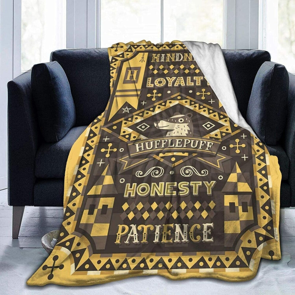 (150CM X 125CM) HufflePuff Blanket Micro Fleece Throw Blanket Soft Cozy Blankets for Bed Couch Living Room in