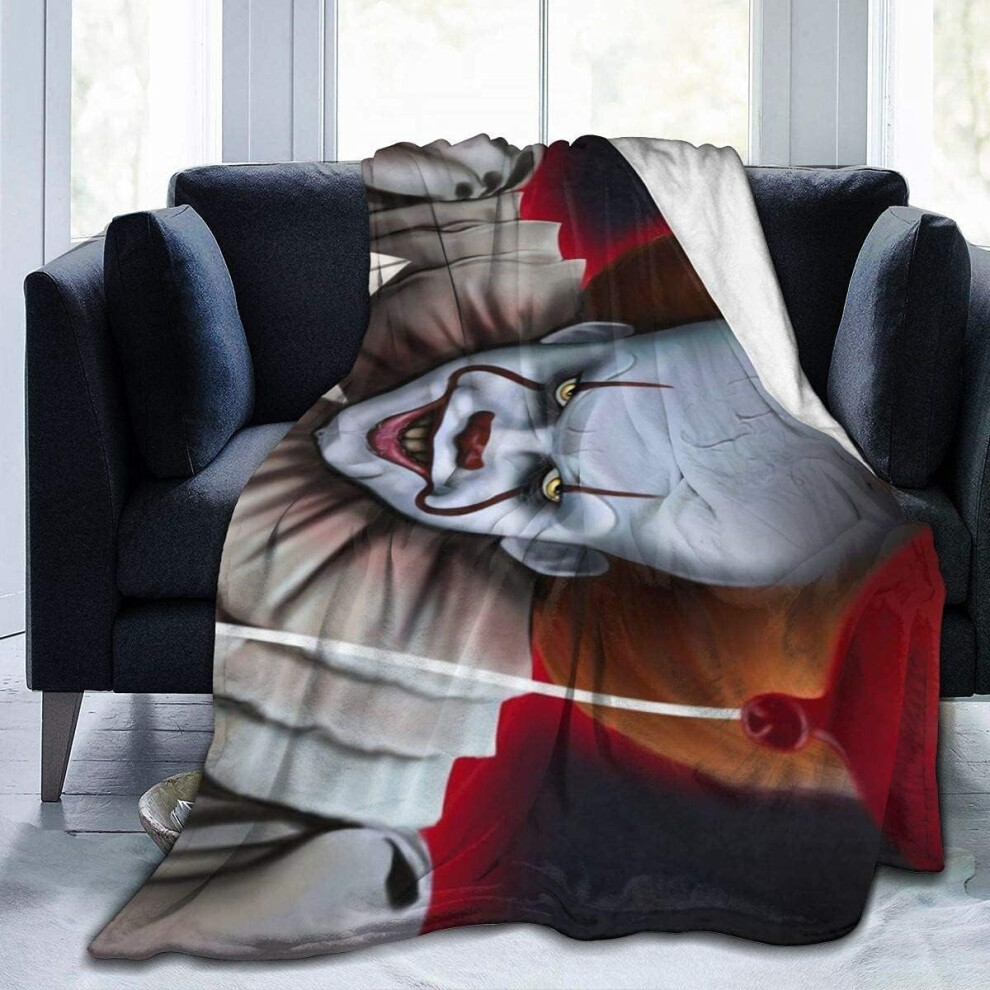 (150CM X 125CM) PennyWise Soft Antipilling Flannel Blanket Scary Clown IT Throwing Blanket Warm Plush Comfortable Red Balloon Blanket