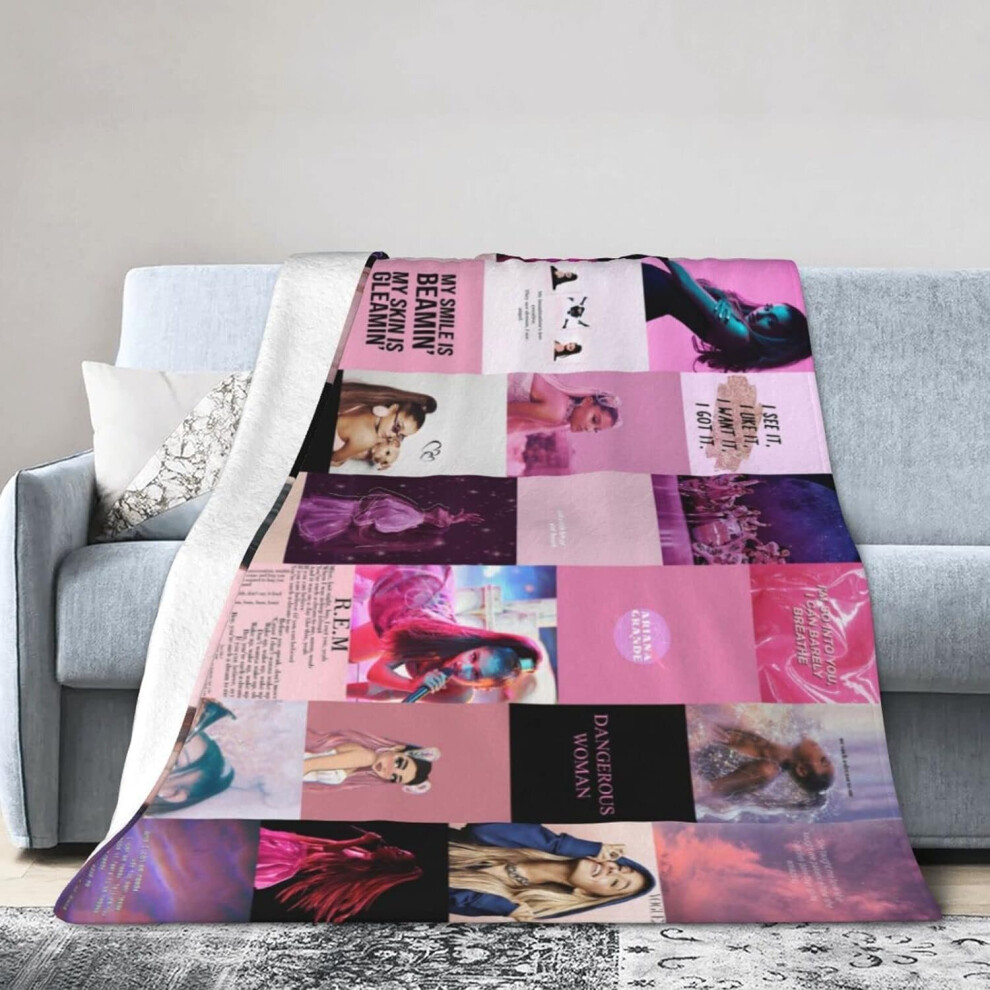 Super Soft Lightweight Cozy Luxury Flannel Bed Blanket, Ariana Cat Girl Grande Fluffy Plush Couch Blanket Throw