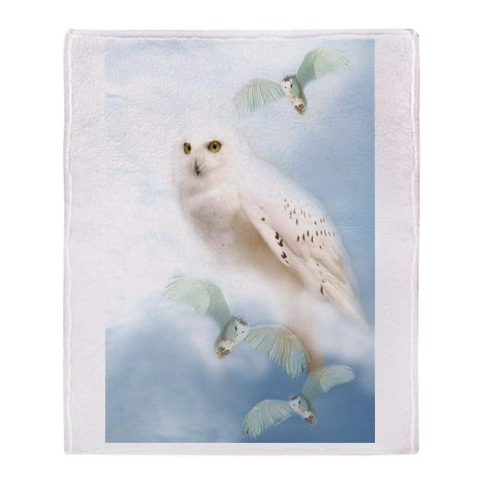 (125CM X 100CM) Soft Fleece Blanket  Snowy Owl   Throw Blanket Suitable for Sofa or Bed