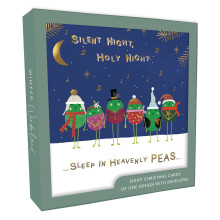 Box of 8 Singing Peas Silent Night Luxury Foiled Christmas Cards Boxed Card Packs