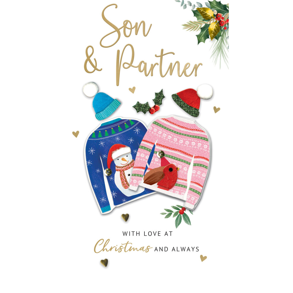 Second Nature Son & His Partner Embellished Christmas Card Hand-Finished Champagne Cards