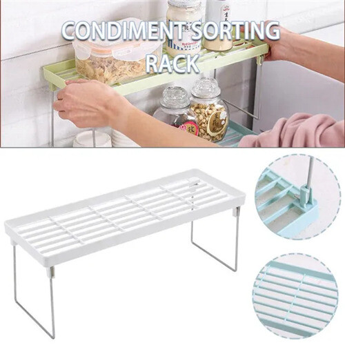(Green) Kitchen Cupboard Organiser Shelf Storage Support Pantry Stand ...