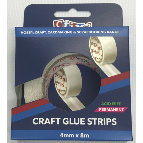 Stix2 Craft Glue Strips 4mm X 8m Roll Acid Free Double Sided Permanent Adhesive