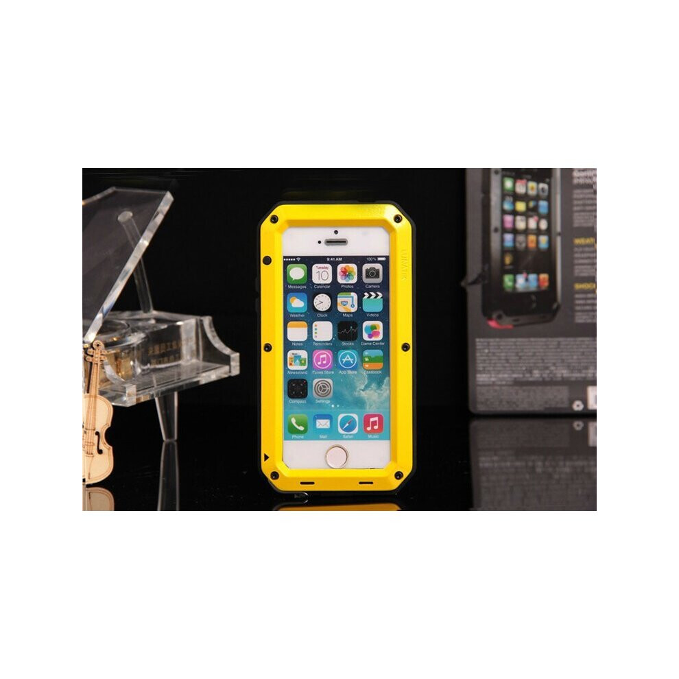 Case for iPhone 5s/SE yellow Anti fall leather metal waterproof No14663