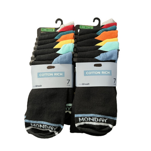 M&S Mens Socks Cotton Rich Black Cool & Fresh Days of The Week x 14