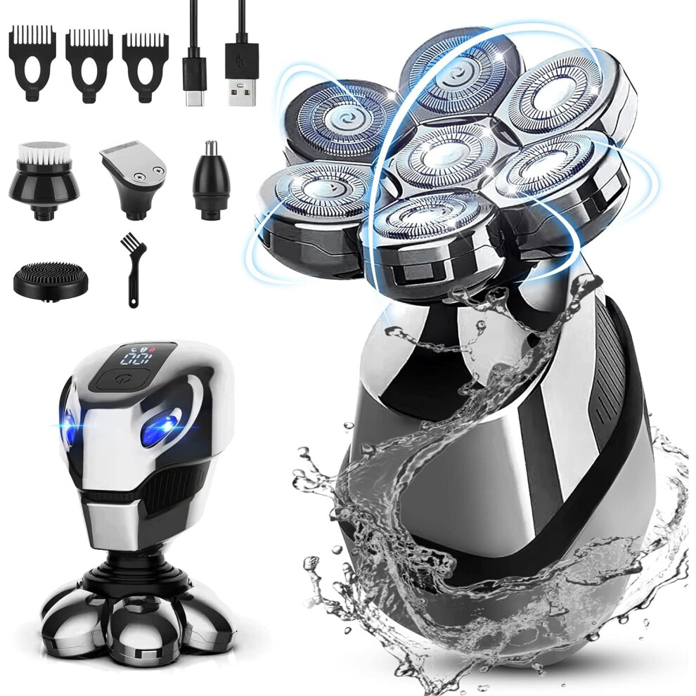 7D Bald Men's Shaver, Upgraded 5 in 1 Head Electric Shaver, Men's Grooming Kit