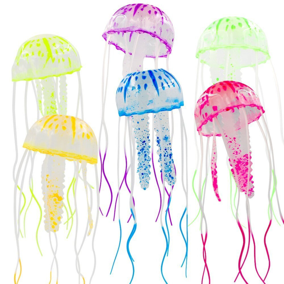 6Pcs Artificial Jellyfish Decor Ornament For Aquarium Fish Tank, Fake Jellyfish Aquarium Decorations, Glowing Jellyfish Effect