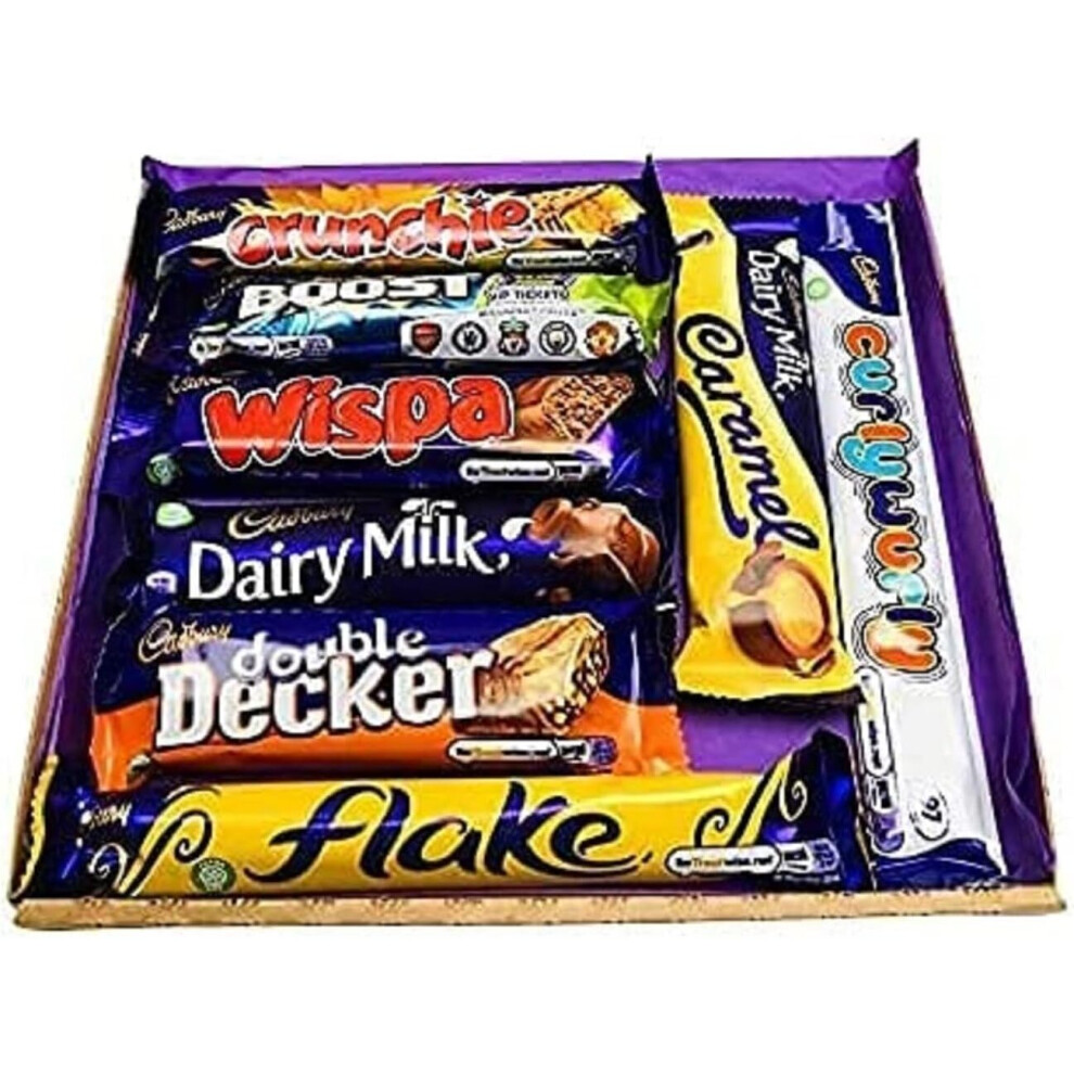 Cadburys Christmas gift Sweet Box Birthday Chocolate Lover Gift Box Hamper - 8 Full Size Bars Dairy Milk Crunchie Boost Chocolates