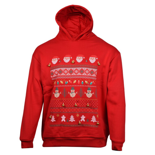 True Face (Red, XS) 3D Christmas Hoodie LED Light Up Pullover Jumper
