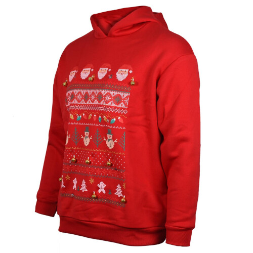 True Face (Red, XS) 3D Christmas Hoodie LED Light Up Pullover Jumper 2