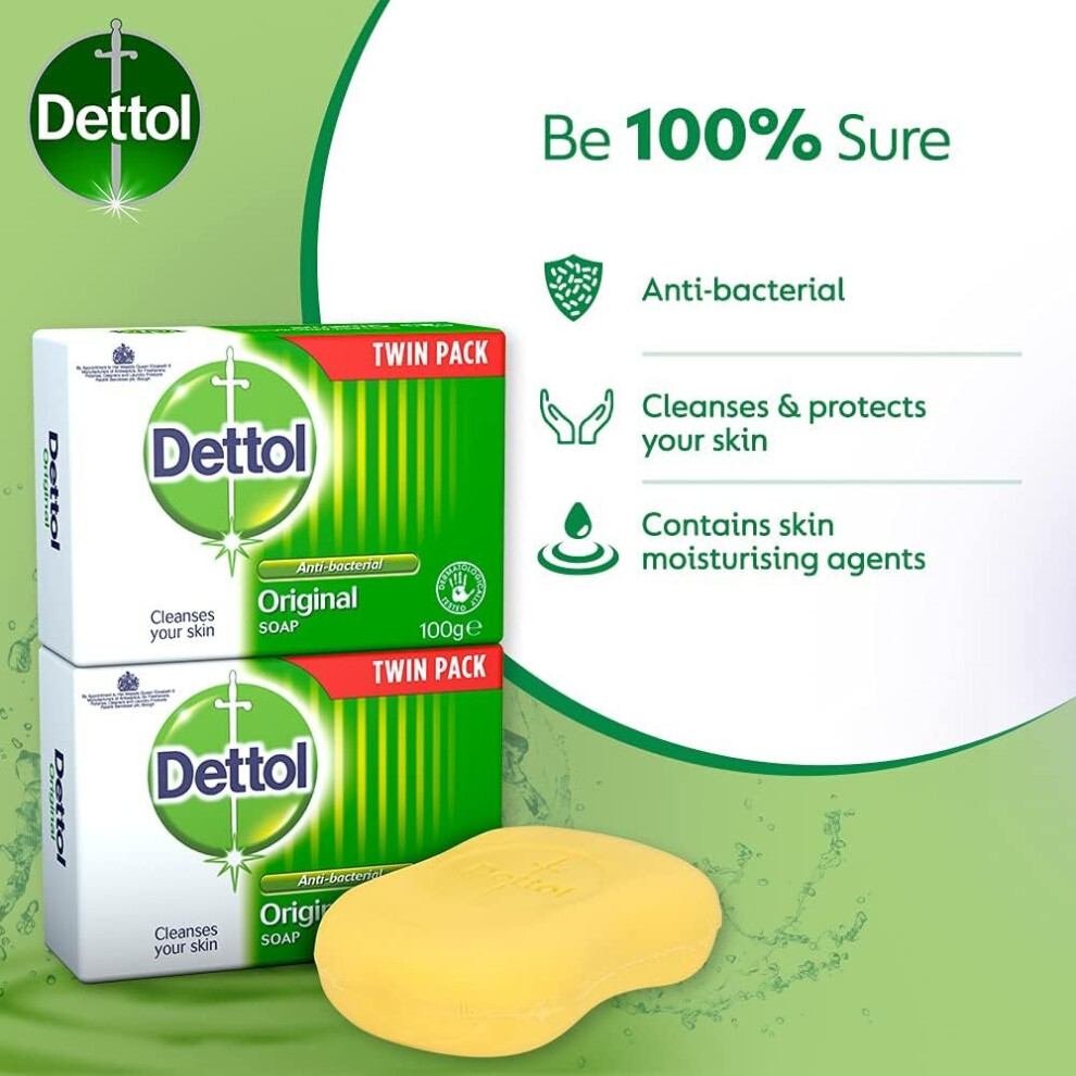 Dettol Bar Soap Original, 2 Count ( Pack of 1)