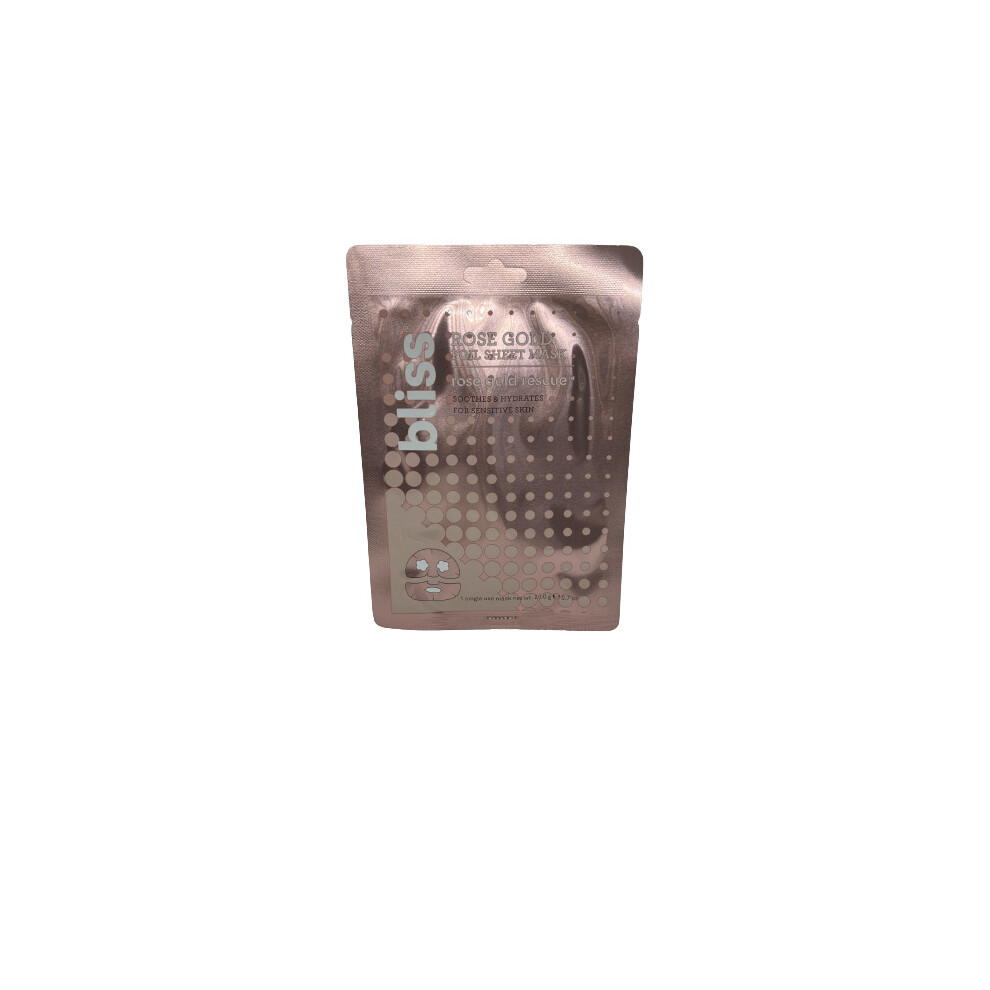 Bliss Foil Sheet Mask Rose Gold Rescue Single Use 20g