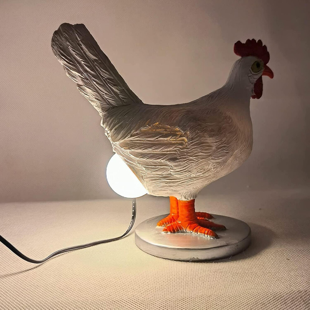 This Taxidermy Chicken Egg Lamp Exists, And We Begrudgingly Love It, Funny Desktop Decorative Rooster Lamp, Personalized Hen Laying Sculpture Table Li