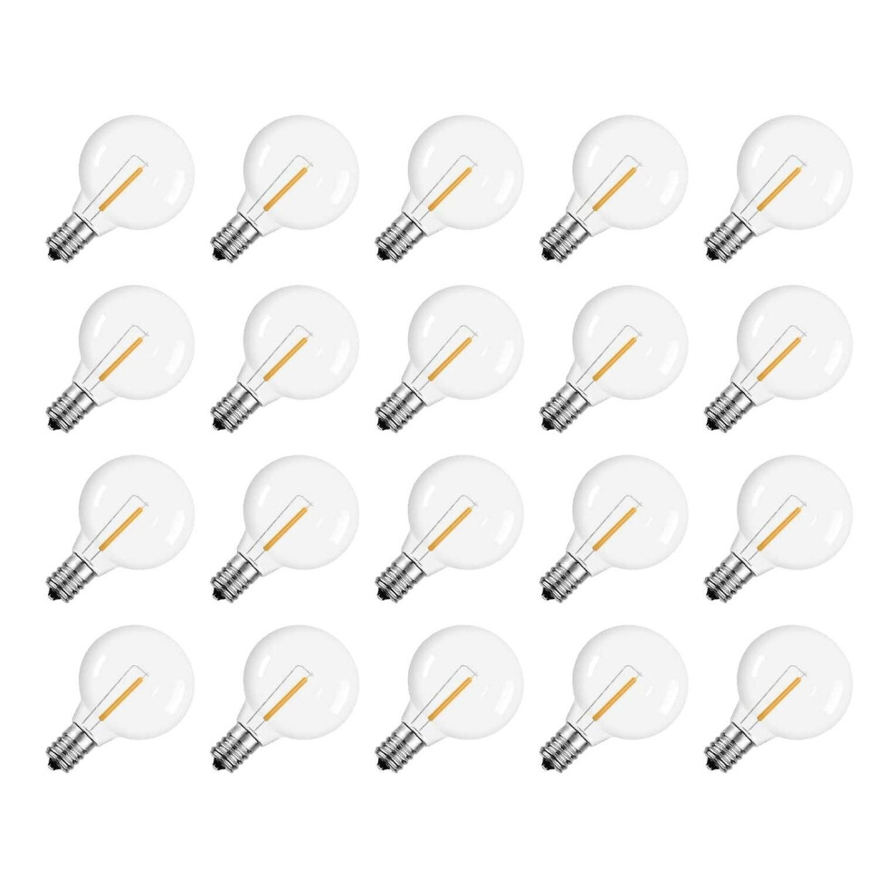 20 Pcs G40 Led Replacement Bulbs E12 Screw Base Shatterproof Led Globe Bulbs For Solar String Light